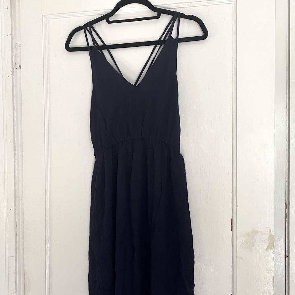 Navy blue midi crossback dress